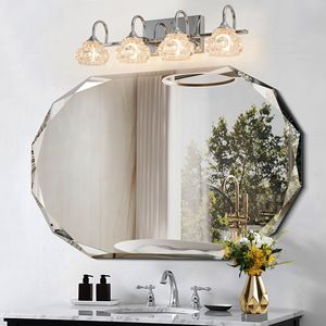 Elegant 4-<b>Light</b> <b>Vintage</b> Crystal Bathroom Vanity <b>Light</b> Brushed Nickel Finish with Clear Glass <b>Shades</b> for Mirror Fixtures - Product Image 3