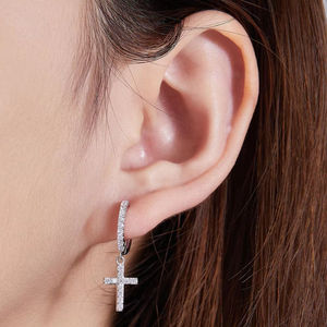 Elegantes Pendientes Largos Redondos con Diamantes Cultivados en Laboratorio, Certificados por IGI, Color D E F, Claridad VVS VS, Oro, Oro Rosa, Oro Blanco, Plata - Product Image 1