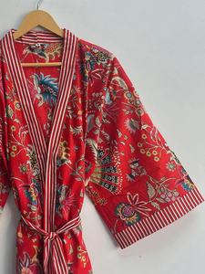 Kimono Boho de Alta Calidad para Mujer, Algodón Orgánico, Cuello en V, Manga Larga, Secado Rápido, Hermoso Diseño con Estampado Floral, Primavera/Verano - Product Image 2
