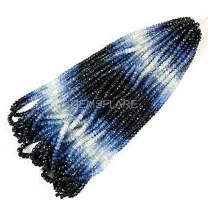 Shaded <b>Blue</b> Sapphire <b>Beads</b> Natural <b>Blue</b> Sapphire Faceted Rondelle <b>Beads</b> 4-6MM Sapphire Rondelle Gemstone <b>Beads</b> For Jewelry Bulk - Product Image 3