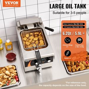 Friggitrice Elettrica Commerciale da Banco 1750W con Cestello Singolo da 9Qt/8.5 L in Acciaio Inossidabile Spesso 1mm per Attività Commerciali - Product Image 2