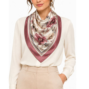 Premium Quality Foldable Women <b>Square</b> <b>Scarf</b> Lightweight <b>Silk</b> Fabric Unique Design Floral Pattern Elegant Style Daily Wear - Product Image 1