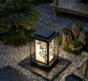 Luces Decorativas de Jardín LED Solares con Patrón de Bambú, Clasificación IP66, Construcción Metálica, Luz Blanca Cálida Suave de 2700K - Product Image 6