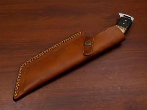 Couteau de Bushcraft à lame fixe en acier Damas fait main, taille personnalisée, pour la chasse en extérieur, avec fourreau en cuir et manche en os, utilisation EDC, OEM - Product Image 4