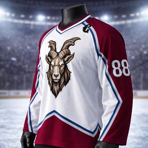 Maillot de hockey sur glace à manches longues en softshell personnalisé pas cher, 100 % polyester, broderie unisexe, personnalisable sur mesure - Product Image 1