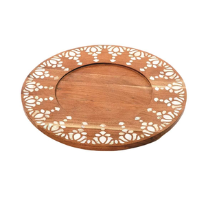 Bandeja de madera para bombones con diseño de hojas y nácar, regalo ecológico para Ramadán y Eid, bandeja árabe de madera para bombones. - Product Image 2