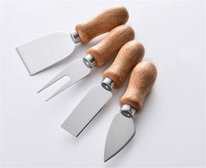 Juego Profesional de 6 Utensilios para Queso, Espátula, Cuchillo, Tenedor y Rebanador de Queso con Mango de Madera y Acero Inoxidable, para Catering y Fiestas - Product Image 2