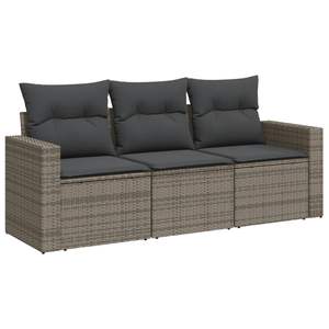 Ensemble de canapé de jardin en rotin PE gris 3 pièces avec housses amovibles, meubles d'extérieur durables - Product Image 2