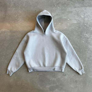 เสื้อฮู้ดสีเทาอ่อน ยูนิเซ็กส์ ทรงโอเวอร์ไซส์ ทรงปกติ สีพื้น ผ้าฝ้ายเฟรนช์เทอร์รี่ สวมใส่สบายๆ สำหรับฤดูใบไม้ร่วง - Product Image 1