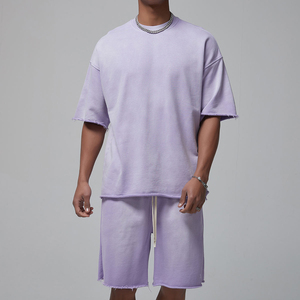 Camiseta de Verano de Manga Corta, 360 GSM, Lisa, Talla Grande, Estilo Vintage, Lavado Ácido, para Hombre - Product Image 3