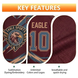 Maillots de hockey OEM de haute qualité sublimés 100% polyester, uniforme de hockey sur glace en mesh, respirant, séchage rapide, imperméable, pour adultes - Product Image 3
