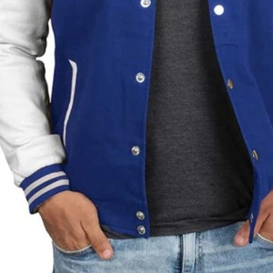 Veste universitaire décontractée en mélange de coton épais, personnalisable pour équipes, fabrication OEM ODM, fournisseur en gros de vêtements, veste varsity pour hommes - Product Image 2