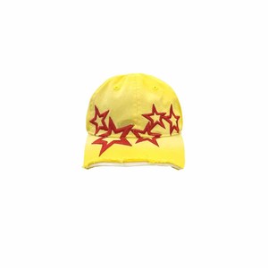 Gorra amarilla desgastada con bordado de estrella roja, de 6 paneles, estilo casual para adultos, para usar en primavera y verano. - Product Image 4