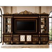 Meuble TV mural de style victorien luxueux en bois massif, rangement pour salon, taille et couleur personnalisables, design autoportant durable