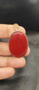 Colgante de Cornalina Roja Ovalada Natural al por Mayor, Joyería Artesanal de Destaque con Ónix Chapado en Oro y Amuleto de Ópalo Tribal Grueso - Product Image 4