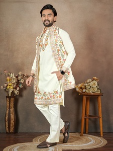 Traditional Embroidery & Sequence Work Silk Straight <b>Kurta</b> Set for Wedding Party & Diwali - Product Image 5