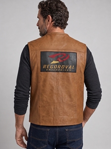 Modern men <b>leather</b> <b>vest</b> designed with durable stitching smooth lining useful pockets and relaxed fit for travel and daily wear - Product Image 2