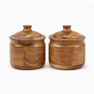Tarro de Almacenamiento de Madera de Acacia con Tapa, Contenedor de Almacenamiento de Cocina de Madera Hecho a Mano, Tarro de Especias de Madera Natural, Almacenamiento Decorativo de Alimentos - Product Image 1