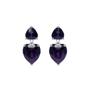 Geometric Heart Zircon Stud Earrings-Trendy Purple Crystal Alloy Gold Plating Oxidized Polish GIA Certified Women's Jewelry - Product Image 2