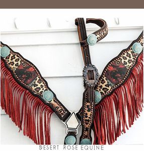 Ensemble de sellerie western en cuir repoussé marron foncé, modèle 2026, très demandé, avec têtière et collier de poitrine classiques pour ranch et roping, durable - Product Image 4