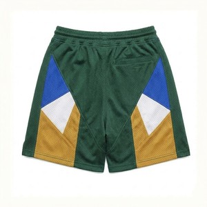 Shorts de basketball pour hommes, couleur vert foncé, blocs de couleur, en mesh respirant, séchage rapide, shorts d'entraînement athlétique, taille avec cordon de serrage, sport - Product Image 2