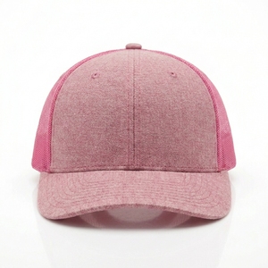 หมวกแก๊ปทรงทรัคเกอร์ปักโลโก้สั่งทำได้ 6 แผง ตาข่ายพรีเมียม แบบ Snapback รับผลิต OEM ODM ขั้นต่ำน้อย สีชมพูเฮเธอร์ - Product Image 1