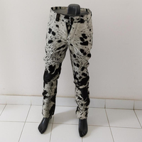 Pantalon en cuir véritable à poils de vache pour femme, coupe large, motif fourrure de vache, style streetwear
