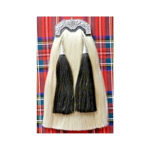 100% Original HORSE HAIR LONG SPORRAN Basson Sporran Sac en blanc en cuir avec chardon Cantle - Product Image 1