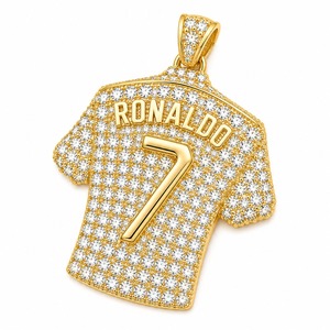 Venta al por Mayor Personalizada No. Collar de Hip Hop con Colgante de Camiseta de Fútbol, 7 Piezas, Oro de 18K, Diamantes Cultivados en Laboratorio, para Hombre - Product Image 5