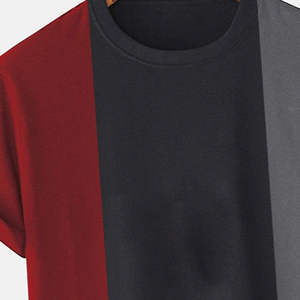 T-shirt décontracté en coton tricoté à col rond et manches courtes pour homme, coupe oversize, style streetwear, motifs rouge, noir, gris, design 2026, vente en gros - Product Image 5