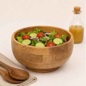 Bol à salade en bois d'acacia écologique fait main, grand bol de service sur pied pour fruits, ustensiles de cuisine au prix le plus bas - Product Image 2