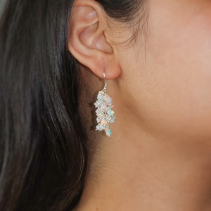 Pendientes Colgantes de Plata de Ley 925 con Ópalo y Cuentas para Mujer, Regalo para Compromiso, Aniversario, Boda o Fiesta - Product Image 2