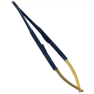 Porte-aiguille Castroviejo dentaire 18 cm en carbure de tungstène réutilisable, manuel, en acier inoxydable doré, instruments CE pour ponts osseux - Product Image 6