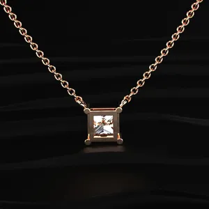 <b>D</b>-E Color VVS-VS Clarity Princess Cut Solitaire Diamond <b>Necklace</b> Pendent Diamond Chain <b>Necklace</b> Sparkle Premium <b>Necklace</b> Pendent - Product Image 3