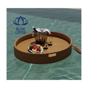 FAVORITO DE LOS CLIENTES 2026 Bandeja Flotante de Ratán para Desayunos Flotantes y Estilización de Fotos en la Piscina, Diseño Resistente, Uso Seguro - Product Image 1