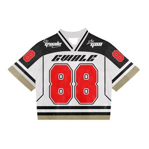 Maillot de football et de basketball surdimensionné en maille polyester avec logo personnalisé, streetwear vintage, impression par sublimation, t-shirt - Product Image 4