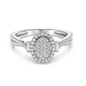 แหวนหมั้นวงรีแบบกระจุกรัศมี - Product Image 3