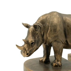 Juego de sujetalibros de aluminio fundido con diseño vintage de rinoceronte, acabado en bronce, soporte decorativo para libros con diseño de animales salvajes, personalizable. - Product Image 4
