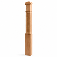 Boîtier de balustrade en chêne blanc moderne 4091F, avec détails cannelés, design traditionnel, en bois massif, personnalisable, écologique, résistant à l'eau