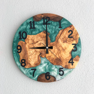 Reloj de pared de madera con resina epoxi y acabado pulido, para regalo, decoración del hogar, diseño artístico moderno con motivos oceánicos, reloj para restaurante u hotel - Product Image 6