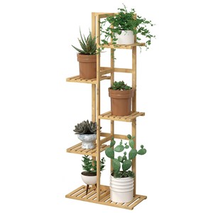 Bamboo Plant Stand 5-Shelf Eco-Certified Tall <b>Planter</b> Organizer Wholesale - Product Image 2