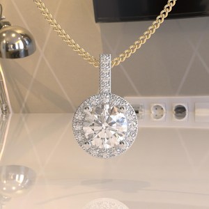 Elvora Gems Geometric Octagon Cut Moissanite <b>Pendant</b> <b>Solid</b> <b>Gold</b> 2.8CT IGI Certified Rhodium Plated Rope Chain Party Necklace - Product Image 5