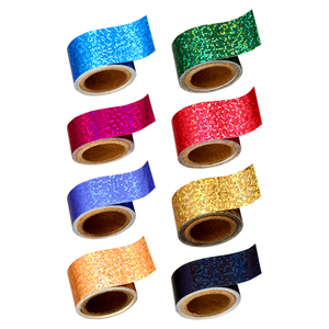 Ruban holographique auto-adhésif personnalisé OEM, ruban réfléchissant arc-en-ciel irisé, ruban artisanal imperméable pour la décoration DIY et l'emballage - Product Image 1
