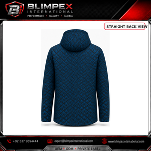 Veste coupe-vent unisexe personnalisée OEM, imprimée, bleu marine et vert sarcelle, à capuche, imperméable, pour l'extérieur, avec doublure en maille respirante - Product Image 4