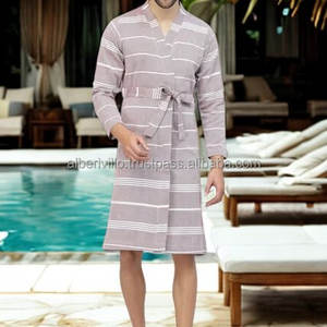 Bata de Baño Turca Asequible con Bolsillo y Cinturón, Bata de Baño de Algodón de Alta Calidad, Diseño Moderno, Ropa de Playa para Adultos - Product Image 1