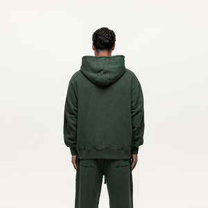 <b>Men's</b> Oversized Hooded Fleece Sweatshirt Solid Color Casual Autumn Wear Green Pocket Design Regular Sleeve Knitted Cotton - Product Image 6