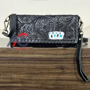 Nouveau Portefeuille Bandoulière en Cuir Véritable Façonné à la Main 2026 pour Femme, Design Carte, en Cuir de Vachette, Pochette Trifold avec Dragonne - Product Image 1