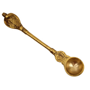 Cuchara de latón con diseño de serpiente para Pooja, distribución en Panchapatram, Theertham, Abhishekam y uso ritual en el templo del hogar - Product Image 1