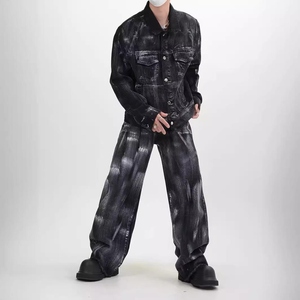 Nuevo Diseño Personalizado, Conjunto de Chaqueta Vaquera Informal de Invierno para Hombre y Pantalones Anchos Holgados - Product Image 5