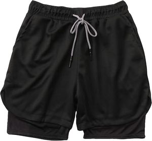 Custom Logo Men's Double <b>Layer</b> Blank Sports Athletic Workout Running Gym Shorts With Liner Breathable 2 In 1 Activewear Shorts - Product Image 3
